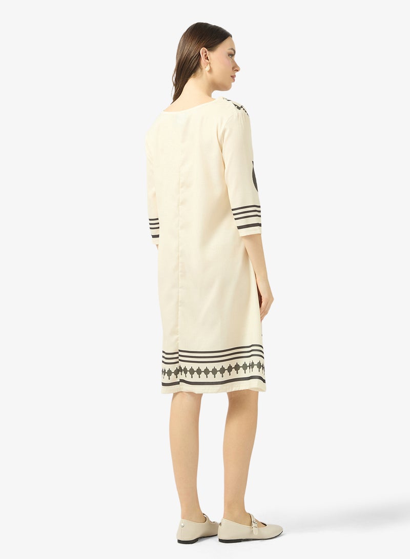 Ginger V Neck Monochrome Kaftan Beach Dress - Image 2